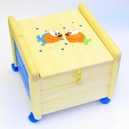 Dřevěný box na hračky s víkem Rybky