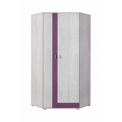 Rohová šatní skříň Delbert 2 - fialová nebo popelová barva 1181698