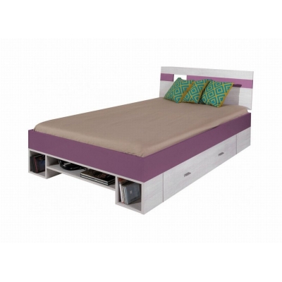 Detská posteľ Delbert 120x200 - fialová alebo popolníkové farba