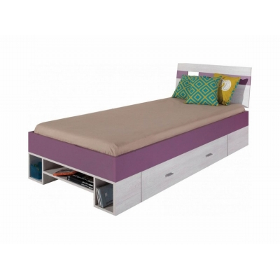 Detská posteľ Delbert 90x200 - fialová alebo popolníkové farba