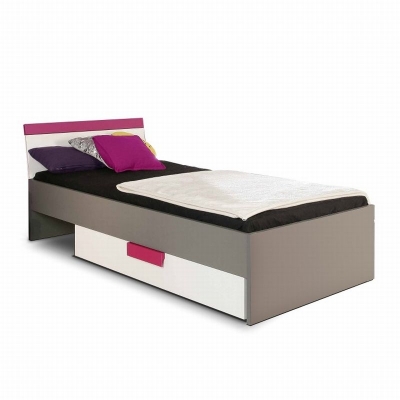 Dětská postel Polo - šedá/bílá/fialová