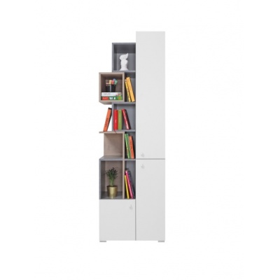 Knihovna Omega-bílá/dub/beton