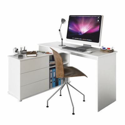 Univerzální rohový PC stůl, bílý, TERINO TE-0000264218