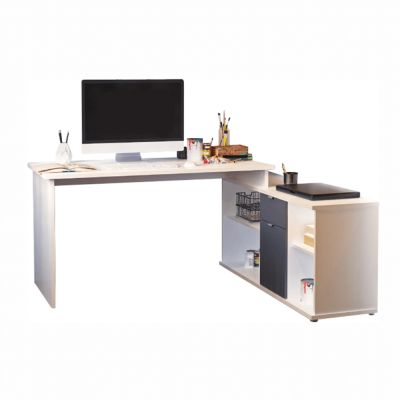 Univerzální rohový PC stůl, bílá/šedá, Dalton TE-0000243925