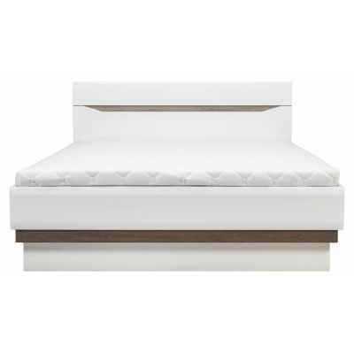 Manželská posteľ LAOS 180x200cm - dub sonoma truflový / biely lesk